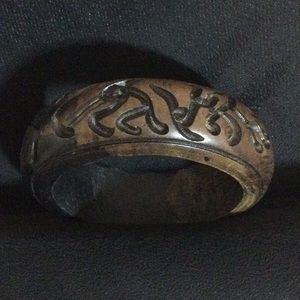 Etched coastal wooden cuff bracelet